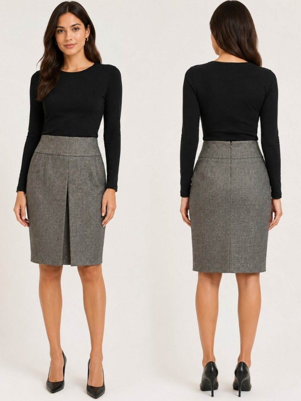 J.Crew Metallic Wool Pencil Skirt Gold Gray Shimmer Luxe Size 0